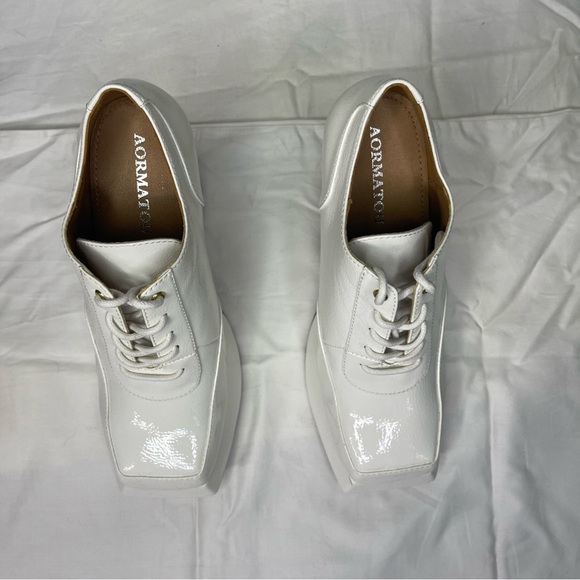 Women's Platform Pumps Patent Leather Chunky Heels Square Toe High Heel 8 - Picture 7 of 10